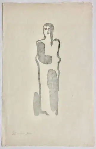 Gustav Heinrich Wolff (1886-1934) Holzschnitt, Nachlass-Stempel, weibliche Figur