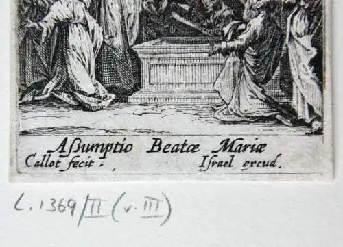 Jacques Callot (1592-1635) Radierung Assumptio Beatae Mariae Himmelfahrt Mariens