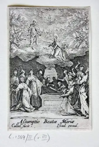 Jacques Callot (1592-1635) Radierung Assumptio Beatae Mariae Himmelfahrt Mariens