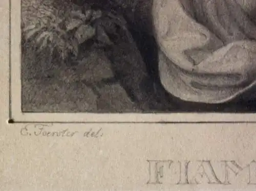 Emil Foerster (1822-1906) sign. Bleistiftzeichnung Porträt einer Dame in Florenz