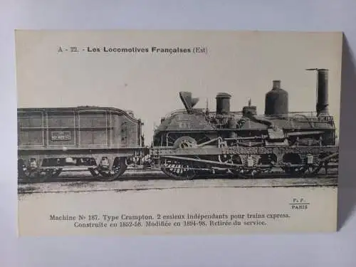 Postcard A-22. Les Locomotives Francaises (Est) Machine N° 187