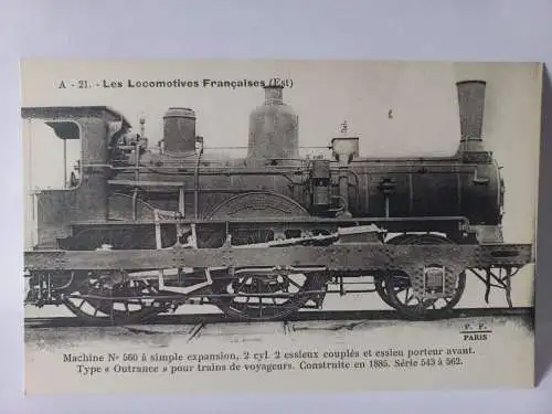 Postcard A-21. Les Locomotives Francaises (Est) Machine N° 560