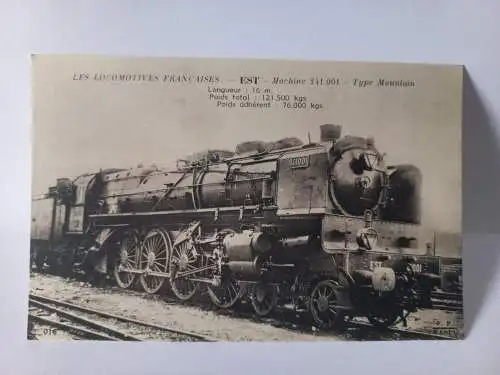 Postcard Les Locomotives Francaises (Est) Machine 241.001 Type Mountain