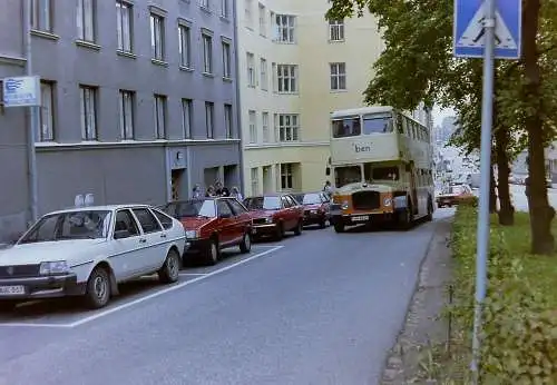 Vintage Negativ Foto Helsinki /?/ Strassenszene Doppeldecker Finnland '90s