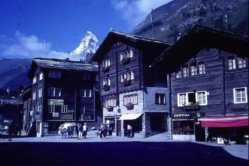 Vintage Dia Film Slide 35mm Zermatt  Street Scene '60 B4/L25