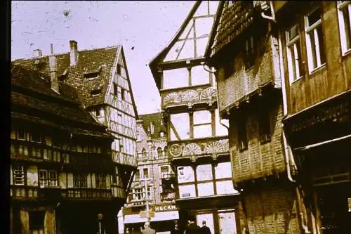 Vintage Dia Film Slide 35mm Quedlinburg Häuser '60 B4/L34