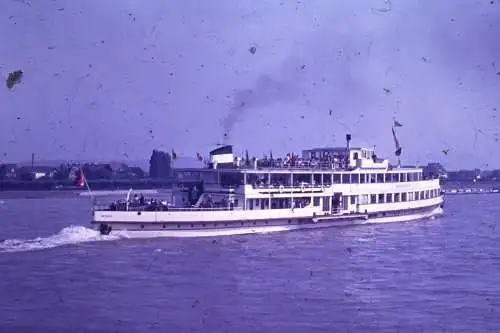 Vintage Dia Film Slide 35mm Dampfschiff auf dem Rhein in 1956 B4/L37