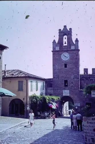 Vintage Dia Film Slide 35mm Clock Tower Gradara Italy  '60s B4/L80