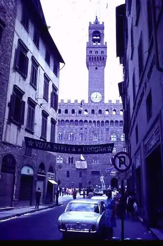 Vintage Dia Film Slide 35mm Florence Palazzo Vecchio&Street Scene Italy '60s L86