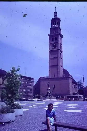 Vintage Dia Film Slide 35mm Augsburg Perlach Turm Deutschland c1966 B4/L93