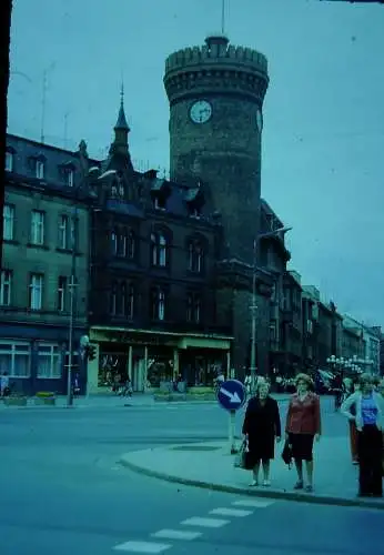 Orig 35mm DIA Slide DDR Cottbus Spremberger Turm Strassenszene  '70s B12/30