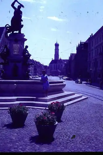 Vintage Dia Film Slide 35mm Augsburg Herkules Brunnen Deutschland c1966 B4/L95