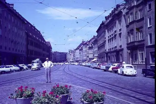 Vintage Dia Film Slide 35mm Augsburg Innenstadt Deutschland c1966 B4/L96