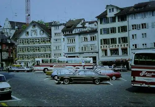 Orig 35mm DIA Slide  Zürich Innenstadt Strassenszene  Busse  1981 B12/63