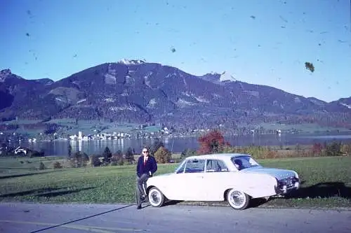 Vintage Dia Film Slide 35mm Ruhepause - Ford Taunus 17M '60ern B5/L14