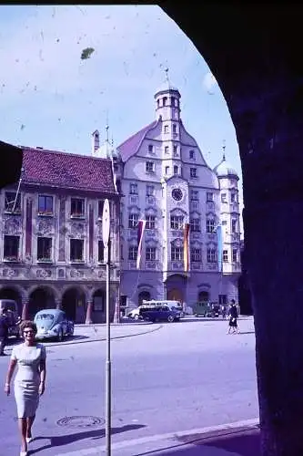 Vintage Dia Film Slide 35mm Memmingen Street Scene Deutschland 1964 B5/L21