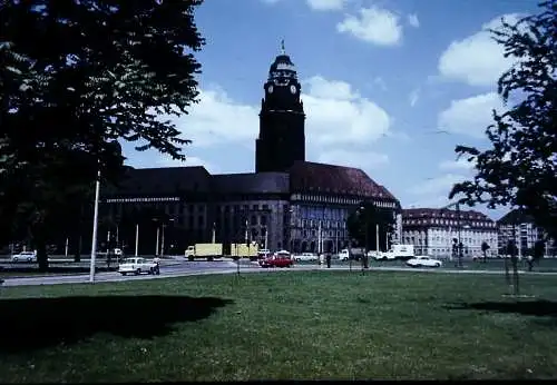 Orig 35mm DIA Slide DDR Dresden Georgplatz Strassenszene '70s B12/127