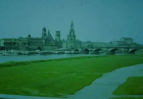 Orig 35mm DIA Slide DDR Dresden Frauenkirche Augustusbrücke Schiffe '70s B12/130