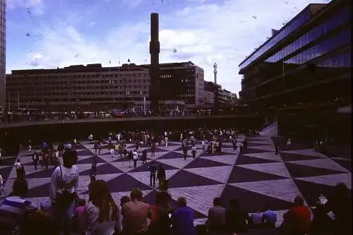 Vintage Dia Film Slide 35mm Sergels torg Stockholm City Scene '70s  B5/L42