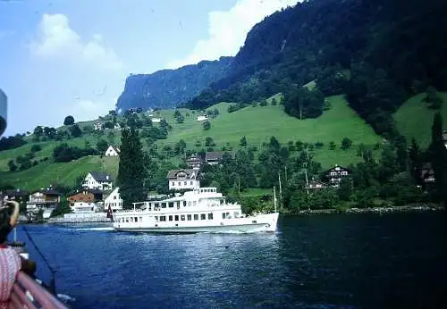 Orig 35mm DIA Slide Vierwaldstätter See Motorschiff Rigi  '70s B12/36