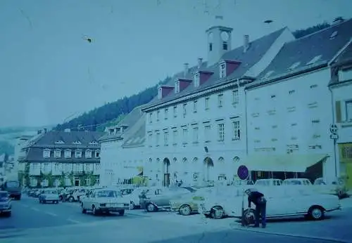 Orig 35mm DIA Slide Triberg Marktplatz Strassenszene  '70s B13/8