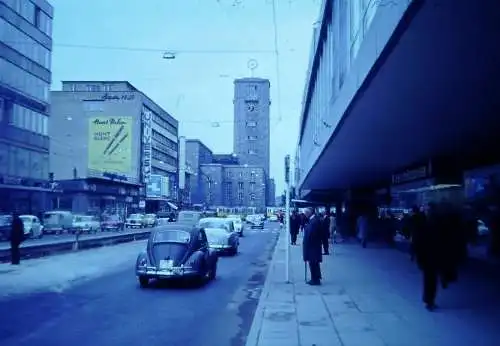 Orig 35mm DIA Slide Stuttgart Strassenszene&Hauptbahnhof  '70s B13/11