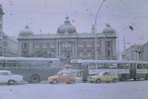 Vintage Dia Film Slide 35mm Belgrad Serbia City Scene Buses  '70s B5/L43