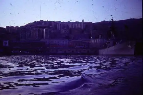 Vintage Dia Film Slide 35mm US Kreuzer in Genova Italy  '70s B5/L44