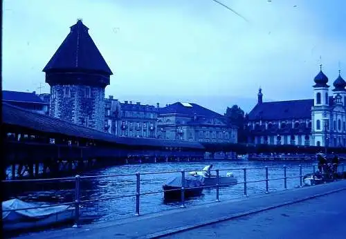 Vintage Dia Film Slide 35mm Kapellbrücke Lucerne  Schweiz  '70s  B9/87