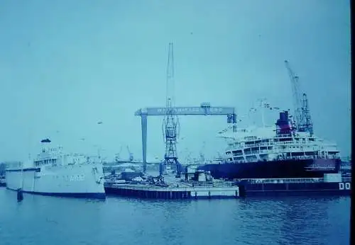 Vintage Dia Film Slide 35mm Rotterdam Port Docks A888 Ship '70s  B9/92