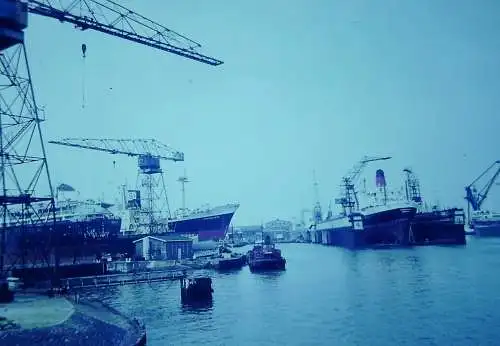 Vintage Dia Film Slide 35mm Rotterdam Port Docks  '70s  B9/93