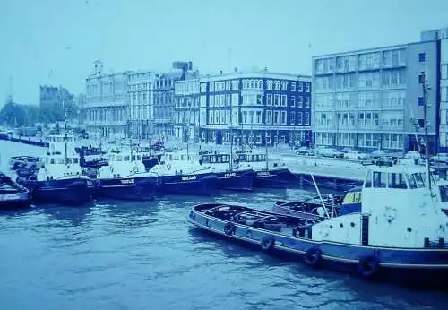 Vintage Dia Film Slide 35mm Rotterdam Harbor abandoned tugboats  '70s  B9/94