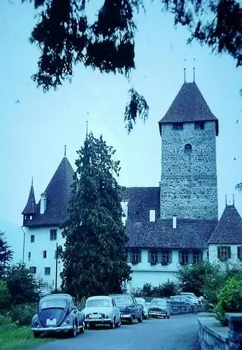 Vintage Dia Film Slide 35mm Schloss Spiez Thunersee Schweiz  '70s  B9/99