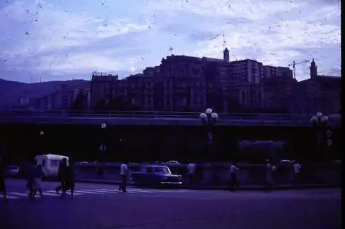 Vintage Dia Film Slide 35mm Genova Street Scene Italy c1968 B3/R8