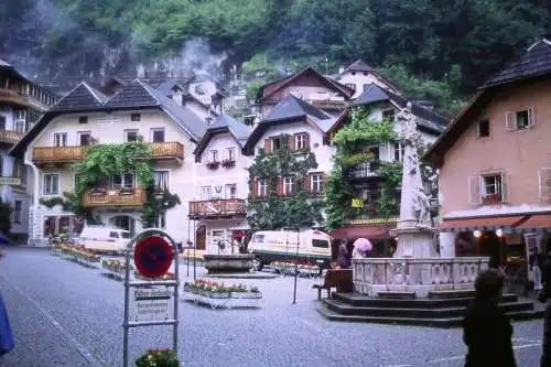 Vintage Dia Film Slide 35mm Hallstatt Marktplatz Austria  '60s B4/L25