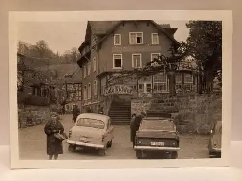 Vintage Foto B&W  DDR Cafe Richter in Stadt Wehlen 1967