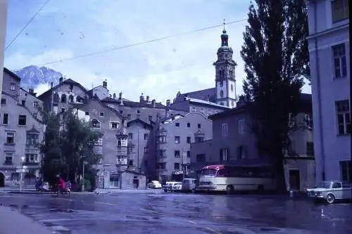 Vintage Dia Film Slide 35mm Hall in Tirol Street Scene Austria '60s B4/L48