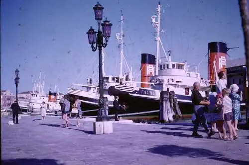 Vintage Dia Film Slide 35mm  Venice Port Scene Italy  '60s B4/L51