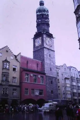 Vintage Dia Film Slide 35mm Innsbruck Stadtturm  Strassenszene  '60s B4/L53