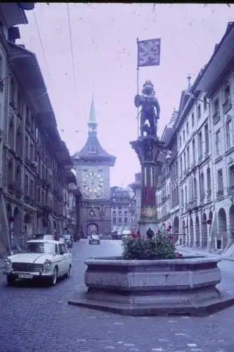 Vintage Dia Film Slide 35mm Simsonbrunnen Bern City Old Town   '60s  B4/L71