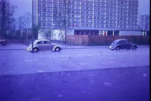 Vintage Dia Film Slide 35mm Berlin Hansaviertel & 2 Beetle  1959  B4/L76