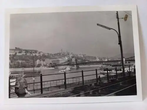 Vintage Foto B&W Dampfschiff im Hafen in Budapest  1960s  10,5 x 8,5cm