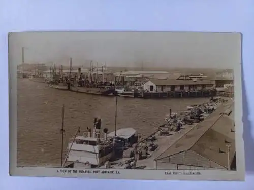 AK Postcard CPA A View of the Wharves, Port Adelaide Australia