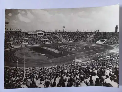 AK Postcard CPA DDR Messestadt Leipzig Stadion der Hunderttausend