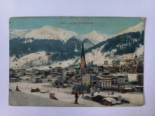 AK Postcard CPA Davos gegen Schlahörner 1913