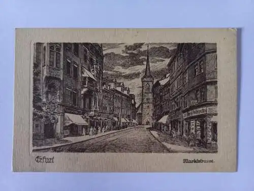 AK Postcard CPA Erfurt, Marktstrasse Orig.  Federzeichnung v Rudi Müllers