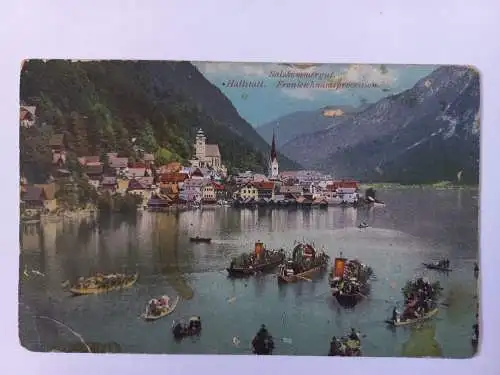 AK Postcard CPA Hallstatt im Salzkammergut Oberösterreich, Fronleichmansprocessi