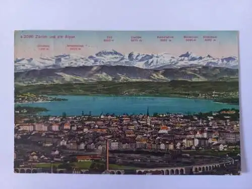 AK Postcard CPA Zürich un die Alpen - Schweiz