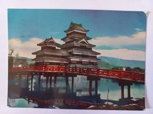 AK Postcard CPA National Treasure Matsumoto Castle Matsumoto City Nagano Japan