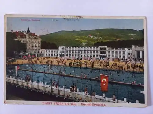 AK Postcard CPA Kurort Baden  Thermal Strandbad  - Türkische Fahne